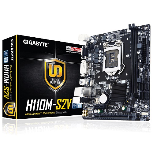 GIGABYTE H110M-S2V H110M-S2V DDR4 SATA3 DVI PCIe 16X v3.0 1151p mATX